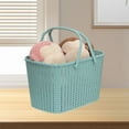 thumbnail image 1 of Byujiro Faux Rattan Woven Storage Basket Decorative Rattan Hamper Bin for Bathroom Towel Organization, Decorative Woven Design with Handles for Toiletries, Home Vanity Shower Shelf Organizer, 1 of 6