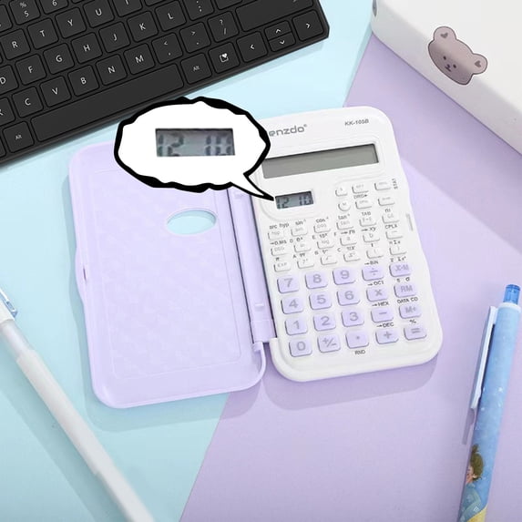 Byujiro Flip Cover Student Scientific Calculator 10-Digit Portable Calculator with Time Display, Multi-Function Calculator for Middle & High School Math Tests