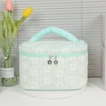 thumbnail image 1 of Byujiro Floral Embossed Travel Makeup Case Large-Capacity Portable Cosmetic Organizer with Top Handle Zippered Toiletry Bag for Beauty Essentials, 1 of 2