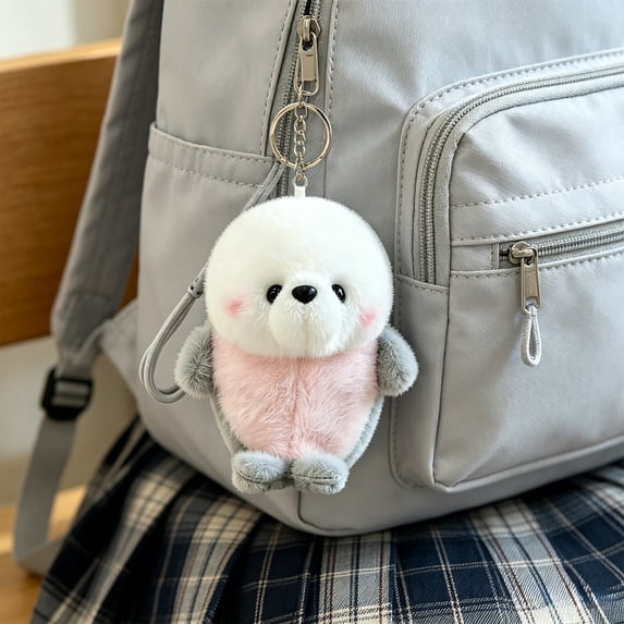 Byujiro Fluffy Dolphin Plush Bag Charm Soft Marine Animal Keychain Adorable Ocean Creature Accessory for Kids & Adults