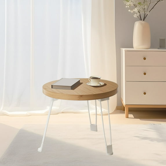 Byujiro Foldable Round Side Table Lightweight Portable Collapsible Coffee Table Mobile Small Round Table Small Household Dining Table Outdoor Household