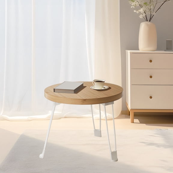 Byujiro Foldable Round Side Table Lightweight Portable Collapsible Coffee Table Mobile Small Round Table Small Household Dining Table Outdoor Household