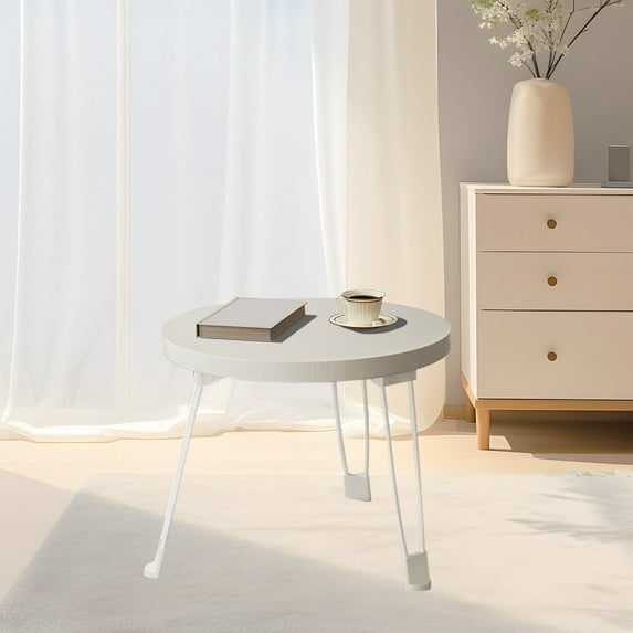 Byujiro Foldable Round Side Table Lightweight Portable Collapsible Coffee Table Mobile Small Round Table Small Household Dining Table Outdoor Household