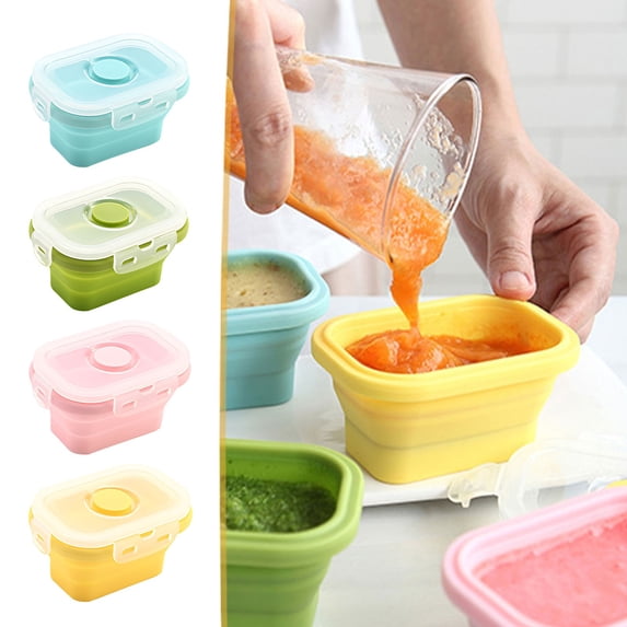 Byujiro Food Storage Container 4PCS Baby Food Box Childrens Food Storage Artifact Material Multifunctional Use Sealed Preservation Portable Easy to Meet Babys Dietary Needs Home and Kitchen