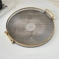 thumbnail image 1 of Byujiro Gold-Rimmed Round Tray with Dual Handles for Serving Drinks, Appetizers & Decor, Stylish for Coffee Tables, Vanities & Party Hosting, 1 of 6