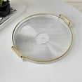 thumbnail image 1 of Byujiro Gold-Rimmed Round Tray with Dual Handles for Serving Drinks, Appetizers & Decor, Stylish for Coffee Tables, Vanities & Party Hosting, 1 of 6