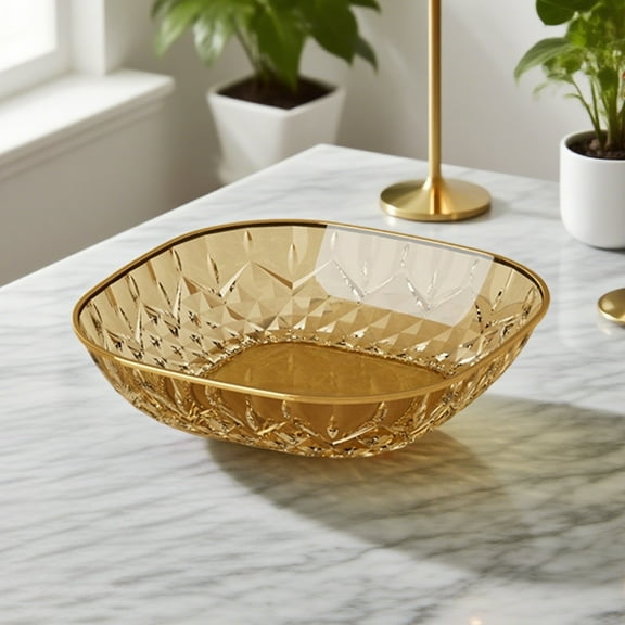 Byujiro Gold-Rimmed Serving Bowl Multipurpose for Fruits, Snacks & Table Scraps, Perfect for Dining Table, Living Room & Party Decor