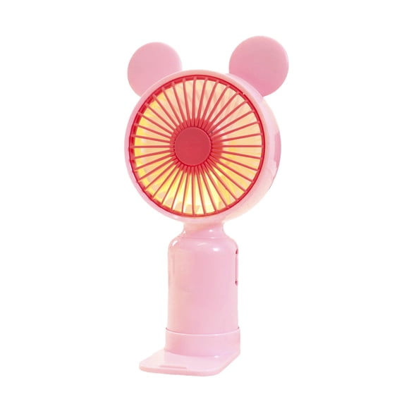 Byujiro Handheld Cute Mini USB Rechargeable Fan with Cartoon Ear Design Portable Personal Cooling Fan with Detachable Base 3 Speed Adjustable Quiet Strong Wind Small Fan