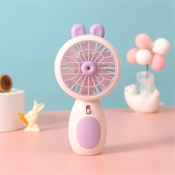 Byujiro Handheld Portable USB Rechargeable Mini Fan with LED Light Cute Animal Ears Design Quiet Compact Personal Cooling Fan for Kids, Students, Office, Travel & Summer Use