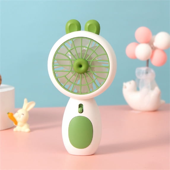 Byujiro Handheld Portable USB Rechargeable Mini Fan with LED Light Cute Animal Ears Design Quiet Compact Personal Cooling Fan for Kids, Students, Office, Travel & Summer Use