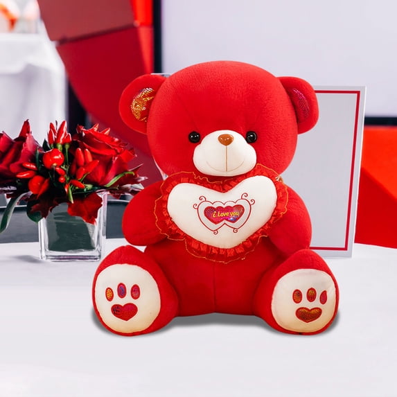 Byujiro Heart Hugging Teddy Bear Plush Toy 9 Inches Stuffed Animal, Perfect Valentine's Day Gift, Kids' Cuddly Companion & Holiday Present