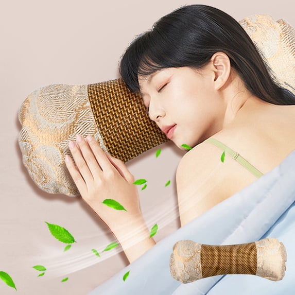 Byujiro Ice Silk Cooling Pillow Neck Support, Breathable & Moisture Wicking, Summer Bamboo Cooling for Office Car Home Use