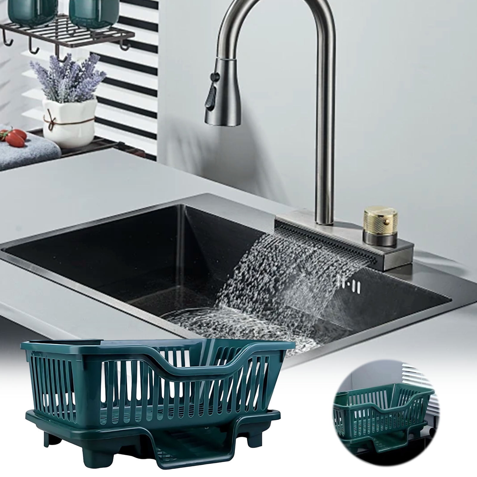 Byujiro Kitchen Dish & Utensil Drying Rack Small Drainage Basket Home Kitchen Storage