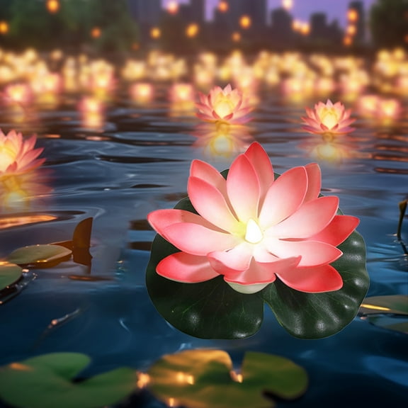 Byujiro LED Floating Lotus Light Waterproof Pool Floating Lamp with Lotus Flower Design Battery Operated Floating Decorative Light for Diwali, Festival, Wishing, Pond, Pool, Spa, Wedding & Party