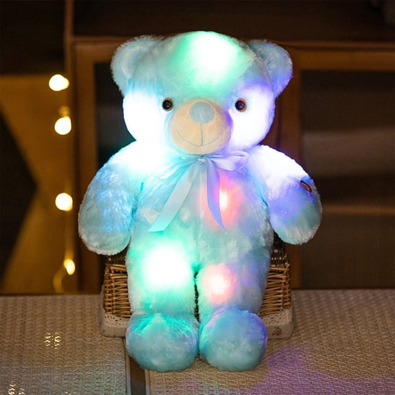 Byujiro LED Light Up Ribbon Teddy Bear Plush Toy 18 Inches Stuffed Animal, Perfect Valentine's Day Gift, Kids' Bedtime Companion & Holiday Present