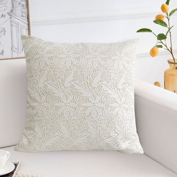 Byujiro Lace Throw Pillow Cover 18x18in Elegant Sheer Decorative Cushion Case for Wedding, Bedroom, Living Room and Home Decor