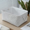 thumbnail image 1 of Byujiro Large Foldable Fabric Storage Basket, Geometric Pattern Lined Organizer Bin with Thick Rope Carry Handles, Collapsible Rectangular Space Saving Caddy for Closet Garments, 1 of 6