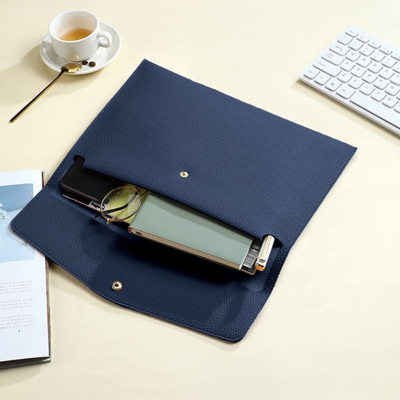Byujiro Leather Portfolio Folder with Snap Closure Document Organizer Bag, Professional File Holder for Office, Business, Meetings, Travel & Document Storage