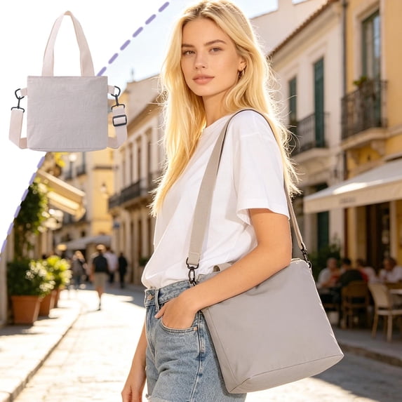 Byujiro Lightweight Nylon Crossbody Tote Bag Spacious Everyday Shoulder Purse Multi-Use Carryall with Detachable Strap for Commuting, Travel and Outings