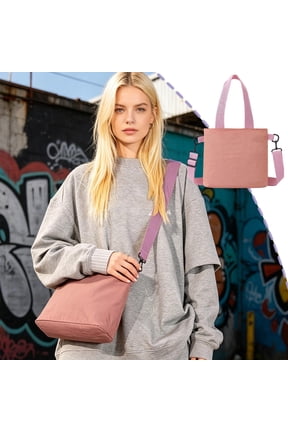 Lightweight Nylon Crossbody Tote Bag Spacious Everyday Shoulder Purse Multi-Use Carryall with Detachable Strap for Commuting, Travel and Outings