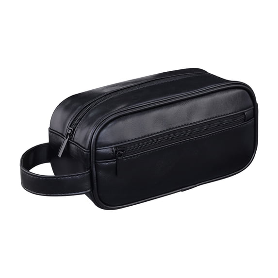 Byujiro Men's PU Leather Travel Toiletry Bag Water-Resistant Business Dopp Kit Portable Large-Capacity Shaving & Grooming Organizer with Handle