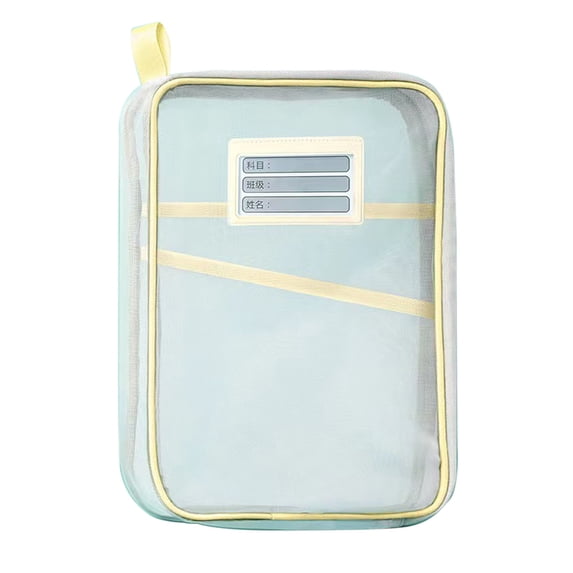 Byujiro Mesh Organizer Bag Transparent Zippered File Pouch with Label Pocket Storage Bag for Student Exams, School Supplies, Books & Document Organization