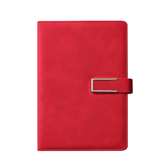 Byujiro Metal Buckle Soft Leather Lined Business Notebook, Thick College Ruled Paper Lay Flat Writing Pad, Office Meeting Book, Durable Cover Daily Planner for Workplace Record Taking