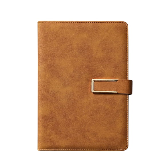 Byujiro Metal Buckle Soft Leather Lined Business Notebook, Thick College Ruled Paper Lay Flat Writing Pad, Office Meeting Book, Durable Cover Daily Planner for Workplace Record Taking
