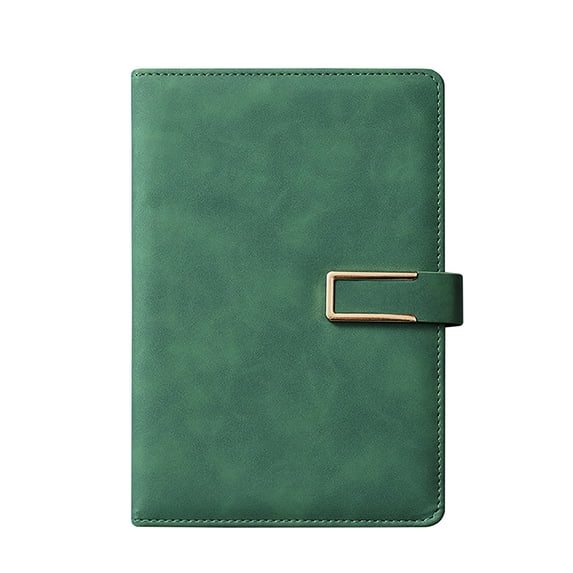 Byujiro Metal Buckle Soft Leather Lined Business Notebook, Thick College Ruled Paper Lay Flat Writing Pad, Office Meeting Book, Durable Cover Daily Planner for Workplace Record Taking
