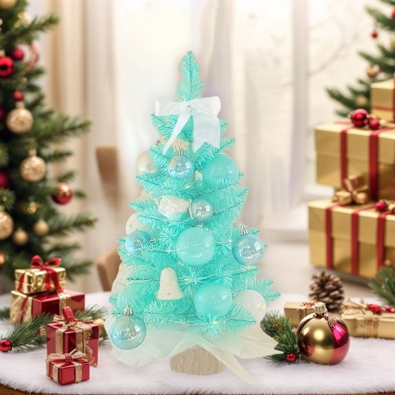 Byujiro Mini Christmas Tree for Tabletop Festive Desktop Decor with Ornaments Small Artificial Xmas Tree for Home Office Party 17.7in