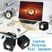 Byujiro Mini Cube USB Computer Speaker, 2 Pack Portable Desktop Audio for PC & Laptop - Mini Sound Box for Office, Gaming & Gift Ideas