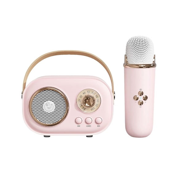 Byujiro Mini Karaoke Machine with 1 Wireless Microphone for Kids and Adults Cute Karaoke with Microphone Set Portable Bluetooth Speaker with Microphone Retro Handheld Style