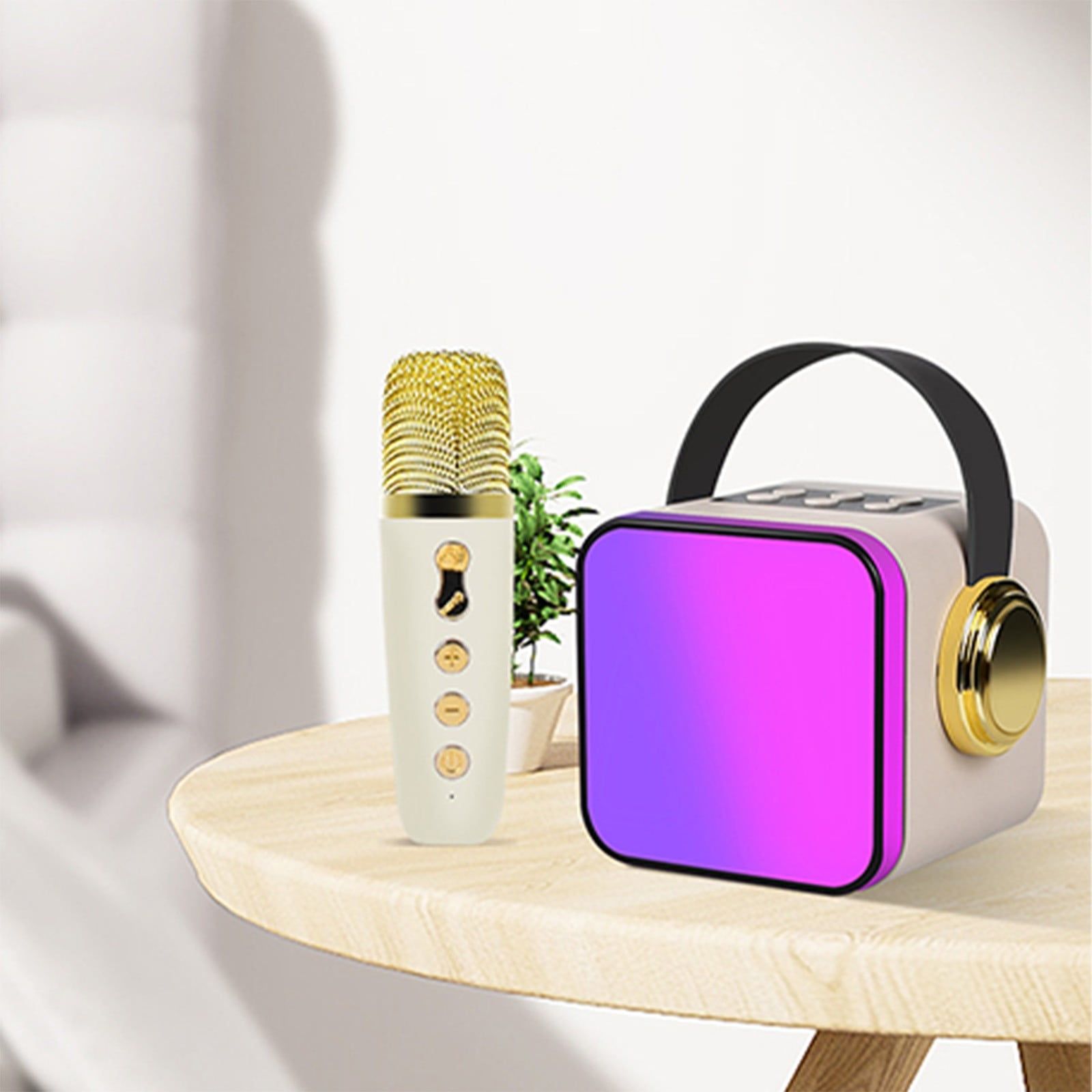 Byujiro Mini Karaoke Machine with 1 Wireless Microphones for Adults and Kids, Microphone, Audio, Wireless Microphone, Bluetooth, Karaoke Sound, Household Singing, Household KTV