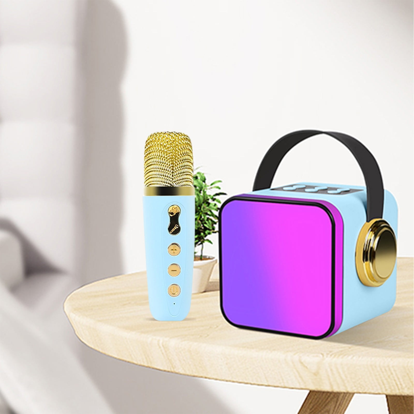 Byujiro Mini Karaoke Machine with 1 Wireless Microphones for Adults and Kids, Microphone, Audio, Wireless Microphone, Bluetooth, Karaoke Sound, Household Singing, Household KTV