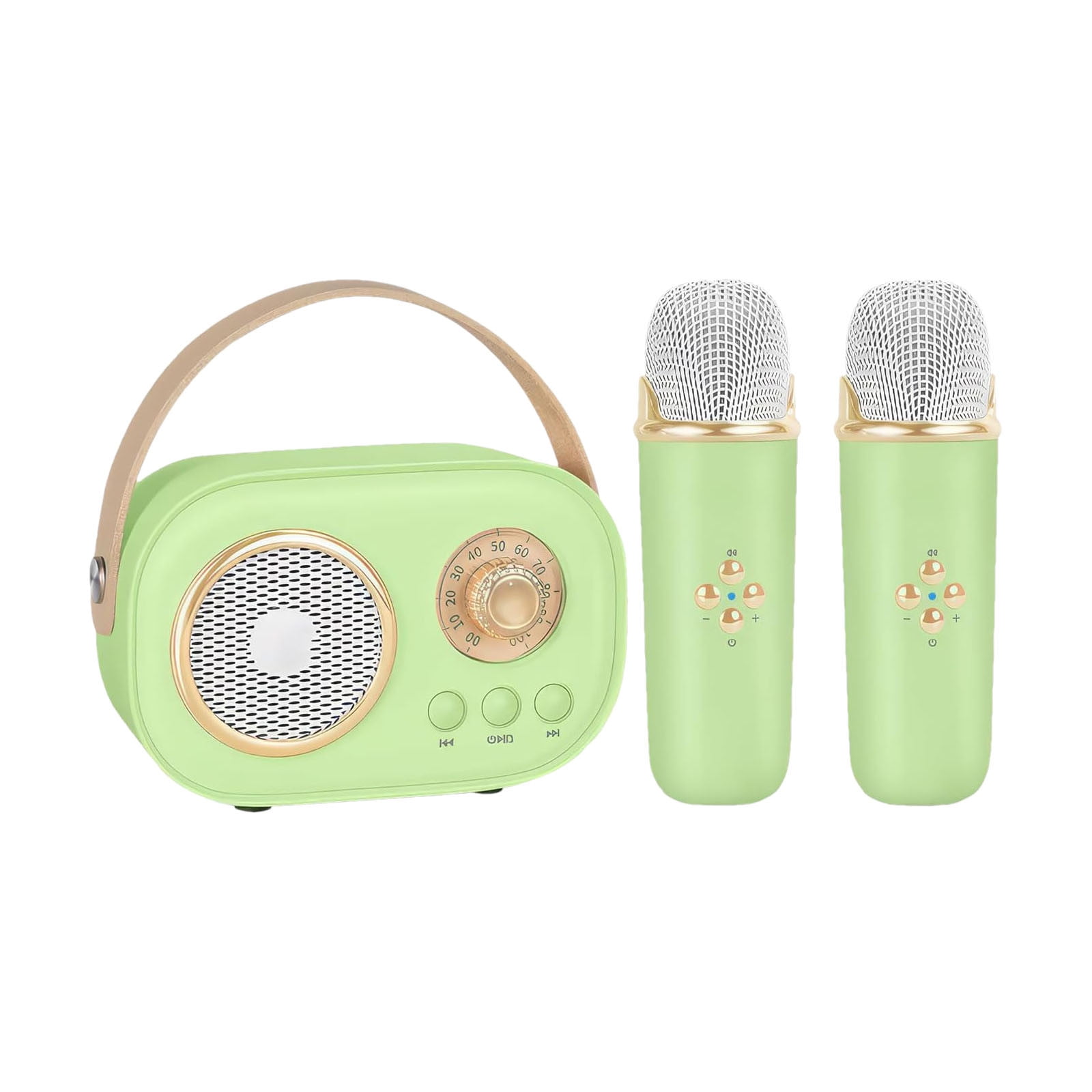 Byujiro Mini Karaoke Machine with 2 Microphones for Adults and Kids, Comfortable Kids Mini Karaoke Machine Set Portable Bluetooth Speaker with Wireless Microphones for Birthday Gift