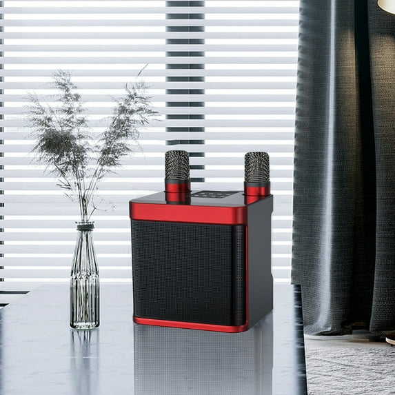 Byujiro Mini Karaoke Machine with 2 Wireless Microphones for Adults and Kids, 3000mAh Portable Microphone Speaker Set, Bluetooth 5.0 Rechargeable PA System Stage Subwoofer