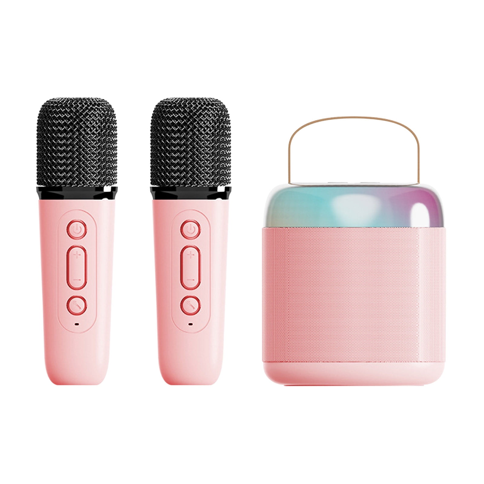 Byujiro Mini Karaoke Machine with 2 Wireless Microphones, Portable Home Bluetooth Speaker, Wireless Karaoke Sound Microphone, Outdoor Singing, Small Home KTV