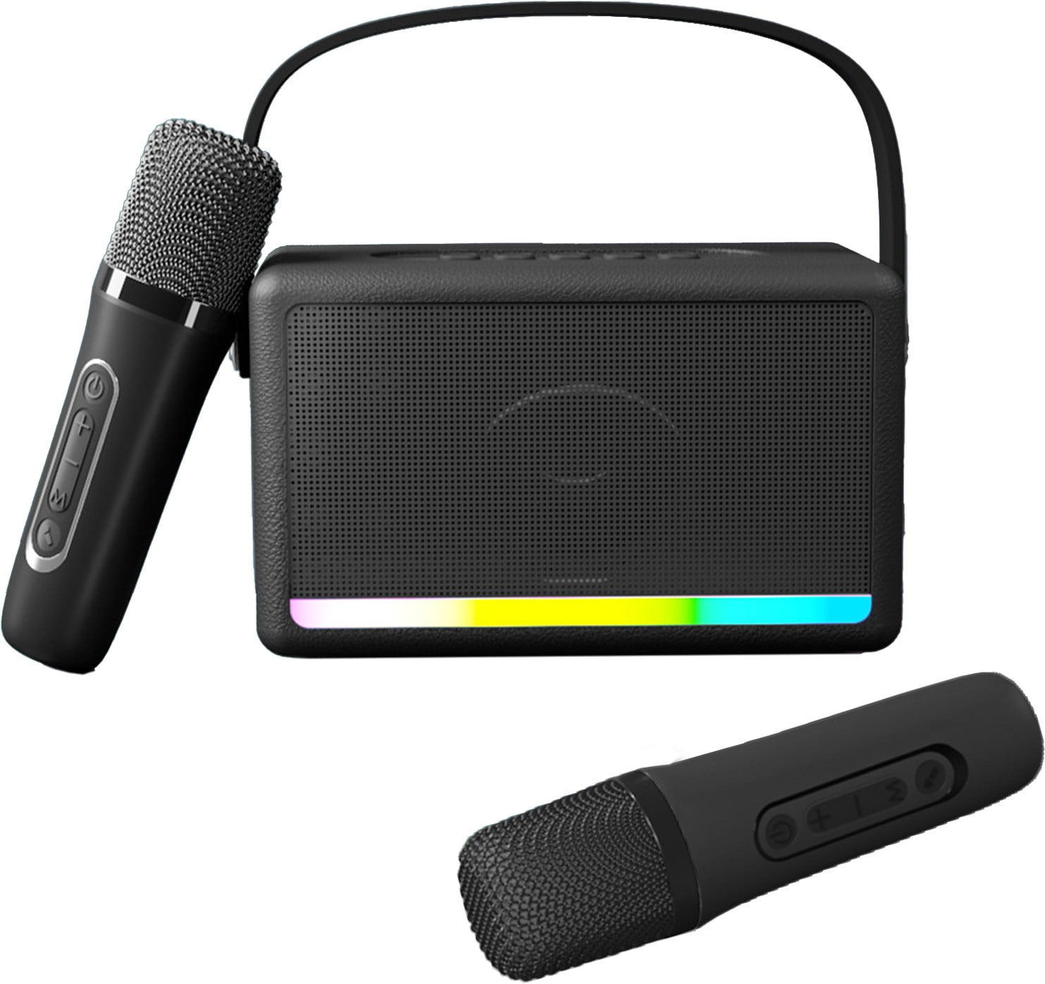 Byujiro Mini Karaoke Machine with 2 Wireless Microphones, Portable Outdoor Karaoke Speaker Mini Wireless Microphone Home Sing Microphone Integrated Machine Bluetooth Speaker with Two Microphones