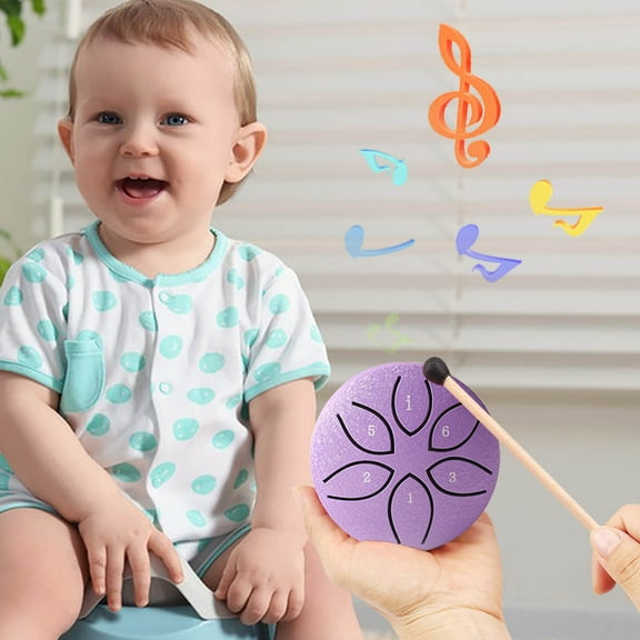 Byujiro Mini Steel Tongue Drum 3 Inch 6 Notes Compact Beginner-Friendly Instrument Easy to Play with Clear Resonant Sound Portable Travel Music Toy