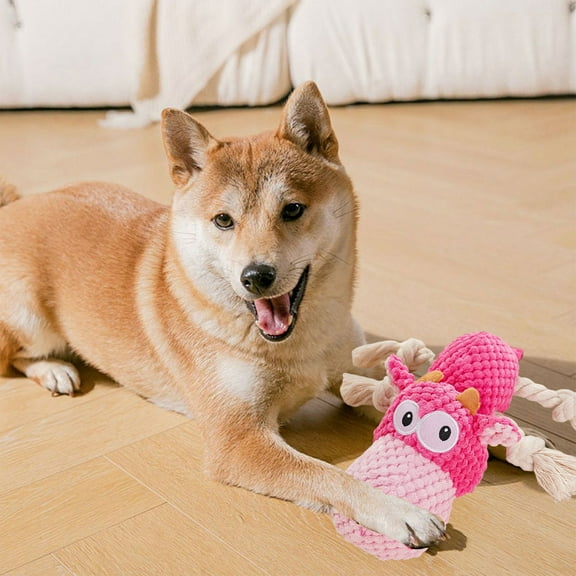 Byujiro Monster-Shaped Squeaky Dog Toy with Rope Legs Plush Interactive Chew Toy Cute Cartoon Design for Small & Medium Dogs to Teeth, Play & Relieve Boredom