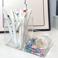 thumbnail image 1 of Byujiro Multi-height Divided Clear Plastic Pen Holder, Tiered Compartment Desktop Stationery Organizer, Open Grid Transparent Desk Caddy for Gel Pens, Highlighters, Office Small Supplies, 1 of 6