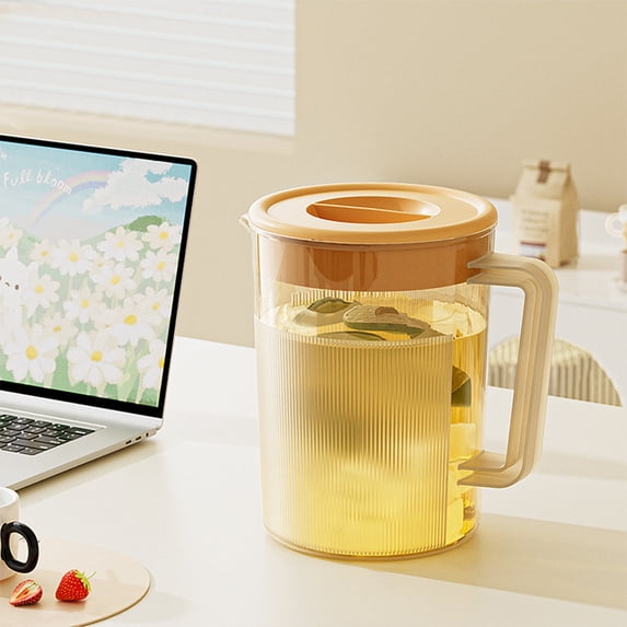 Byujiro Plastic Water Pitcher with Lid Easy Pour Spout & Ergonomic Handle for Iced Tea, Cold Brew & Daily Home Hydration