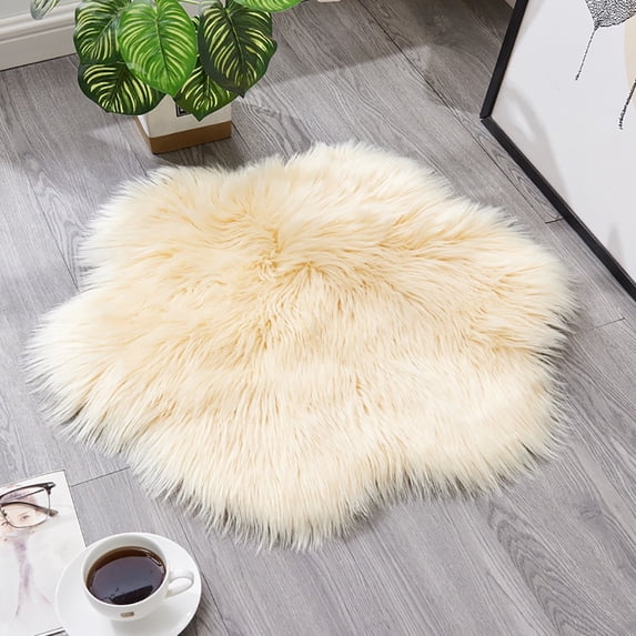 Byujiro Plush Faux Fur Cloud-Shaped Area Rug Soft Fluffy Carpet Non-Slip Decorative Floor Mat for Bedroom, Living Room, Nursery, Chair Seat, Cozy Home Accent