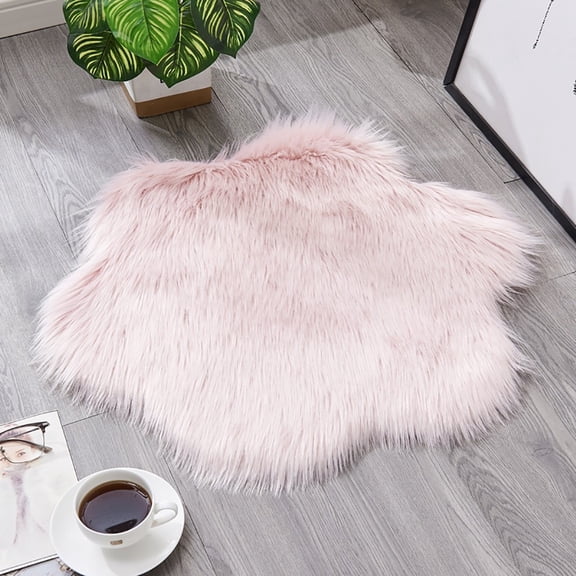 Byujiro Plush Faux Fur Cloud-Shaped Area Rug Soft Fluffy Carpet Non-Slip Decorative Floor Mat for Bedroom, Living Room, Nursery, Chair Seat, Cozy Home Accent