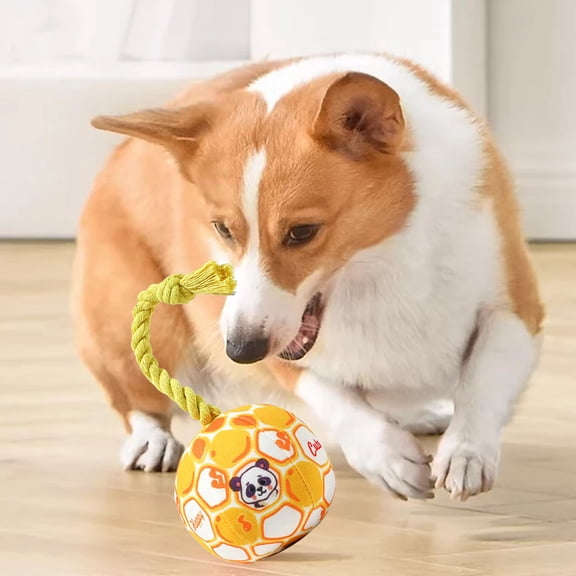 Byujiro Plush Squeaky Dog Ball Toy Interactive Snuffle Ball with Rope Soft Chew Toy for Small & Medium Dogs, Training & Boredom Relief