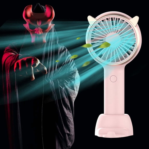 Byujiro Portable Handheld Fan with Base Cute Cat Ear Personal Cooling Fan USB Rechargeable Hand Fan for Travel, Commute & Office Use