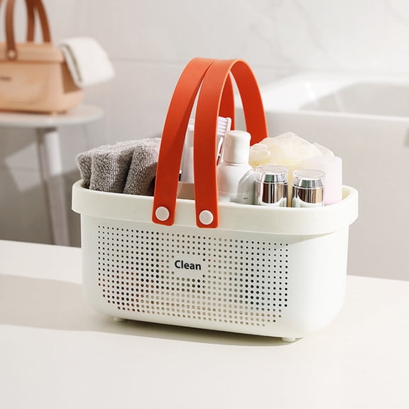 Byujiro Portable Shower Caddy Plastic Storage Basket Perforated Quick Dry Handheld Organizer Bin Stackable Lightweight Tote Multipurpose Holder for Bathroom Bath Supplies