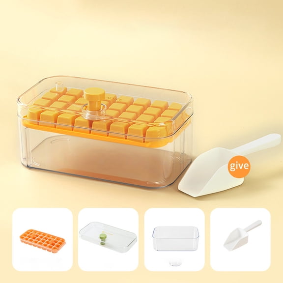 Byujiro Press Type Ice Tray with Ice Pan, Easy Release Ice Making Mold for Home Use, Beverage Chilling & Cocktail Preparation