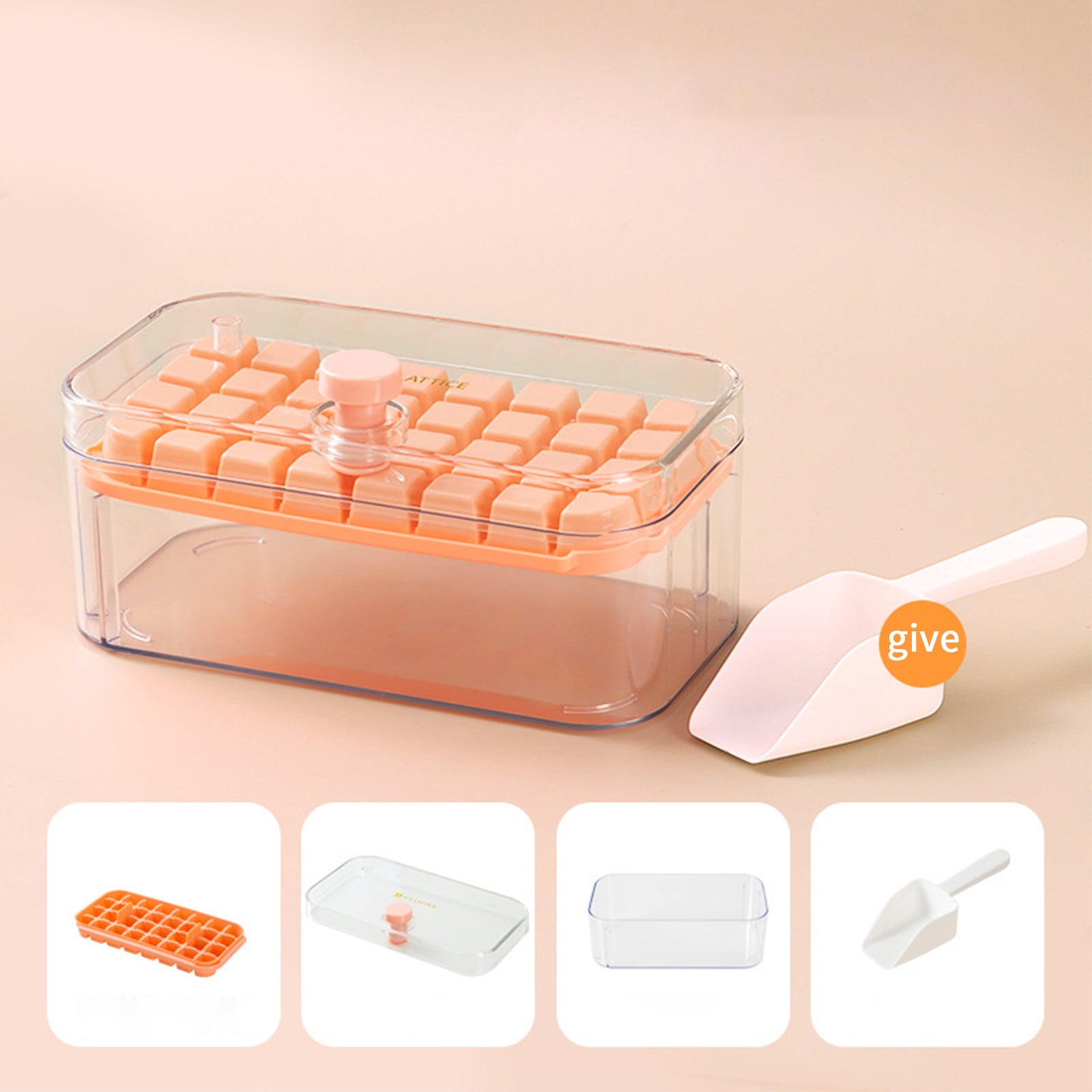 Byujiro Press Type Ice Tray with Ice Pan, Easy Release Ice Making Mold ...