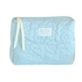 thumbnail image 1 of Byujiro Quilted Floral Cosmetic Pouch Spacious Soft Travel Makeup Organizer Zippered Toiletry Bag with Ribbon Detail for Essentials & Brushes, 1 of 4